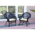 Jeco W00211-C-2-FS001 Santa Maria Black Wicker Chair with Ivory Cushion W00211-C_2-FS001